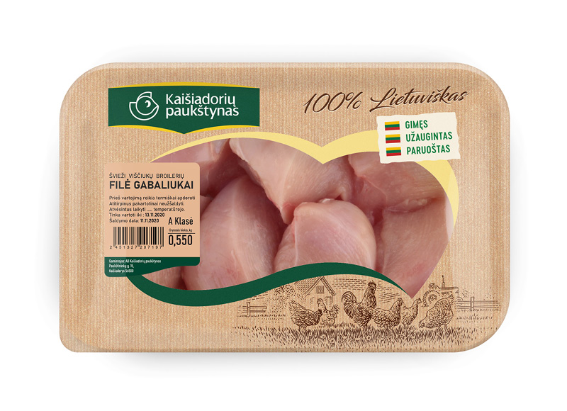Švieži viščiukų broilerių filė gabaliukai, 550 g