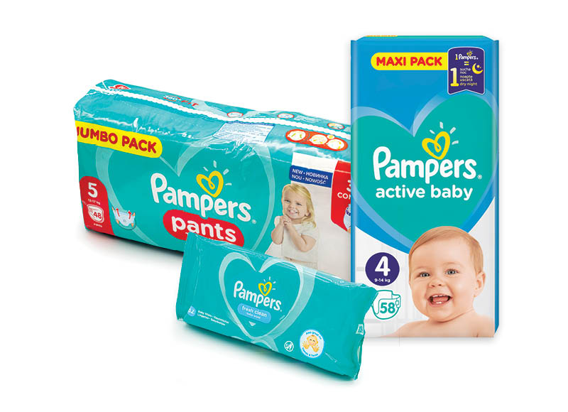 PAMPERS sauskelnėms ir drėgnoms servetėlėms
			, 
				 įvairių rūšių
