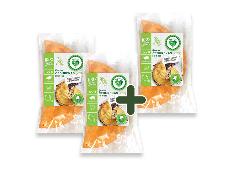 PAGAMINTA IKI kepti čeburekai su mėsos įdaru
			, 
				 100 g. 0,99 Eur/vnt.