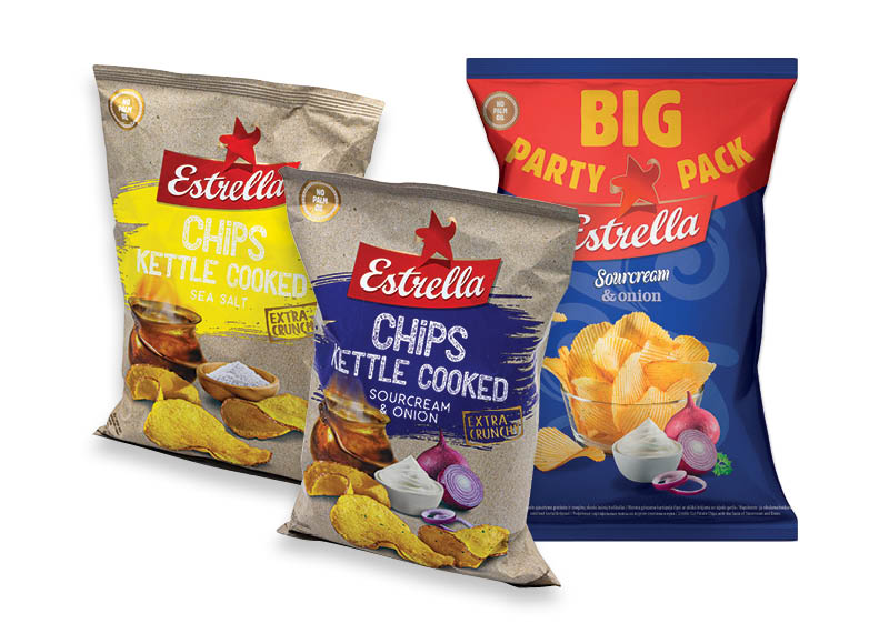 Bulvių traškučiams ESTRELLA
			, 
				 120 g, 250 g, 6 rūšių. A lygio parduotuvėse