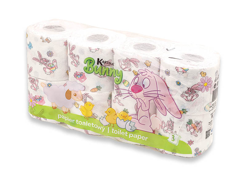 Tualetinis popierius KARTIKA BUNNY
			, 
				 8 rit./pak. 4,99 Eur/pak.