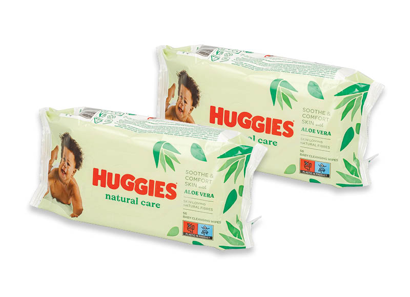 Drėgnosios servetėlės HUGGIES NATURAL CARE
			, 
				 56 vnt./pak., 1,99 Eur/pak.