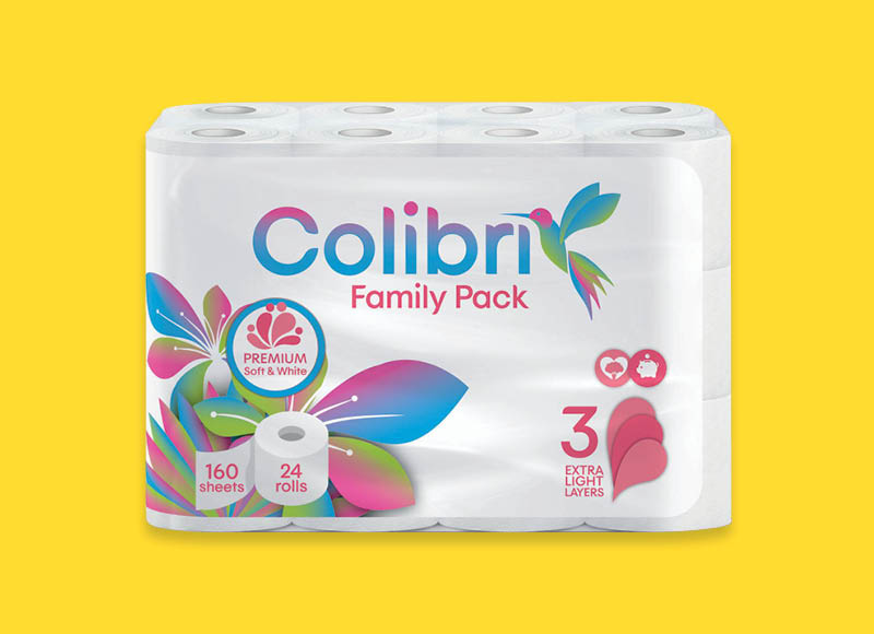 Tualetinis popierius COLIBRI FAMILY PACK
			, 
				 24 rit./pak., 0,21 Eur/rit.