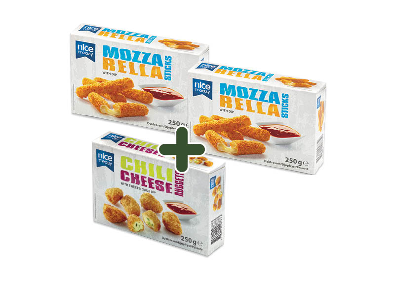 Šaldytas sūrio užkandis NICE’N EASY
			, 
				 250 g, 2 rūšių, 9,96 Eur/kg. A lygio parduotuvėse