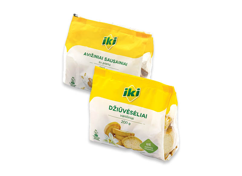 IKI sausainiams ir džiūvėsėliams
			, 
				 100 g, 200 g, 10 rūšių. Ir IKI EXPRESS
