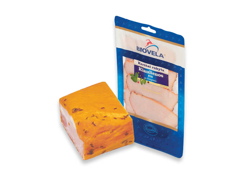 Karštai rūkytai BIOVELOS kiaulienos filė su kmynais
			, 
				 90 g, 1 kg, 2 rūšių. Ir IKI EXPRESS