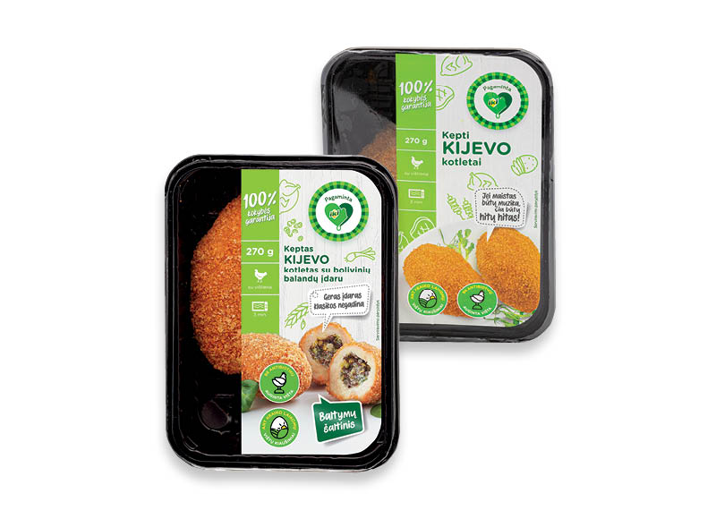 PAGAMINTA IKI keptiems fasuotiems KIJEVO kotletams
			, 
				 270 g, 2 rūšių. Ir IKI EXPRESS