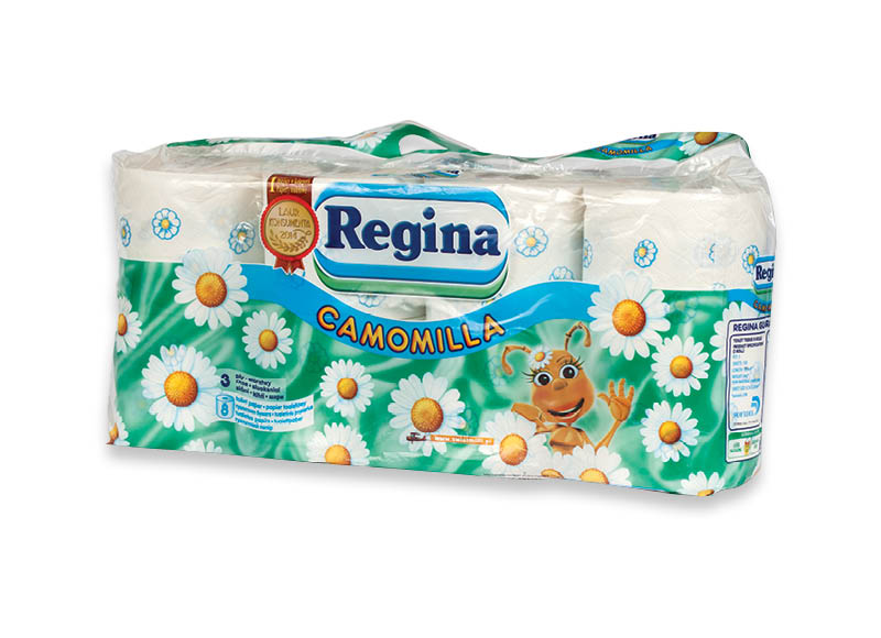 Ramunėlių kvapo tualetinis popierius REGINA, 8 rit., 0,25 Eur/rit.