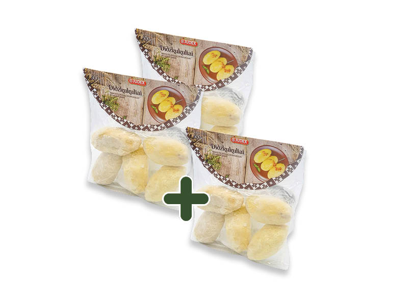 Šaldyti tarkuotų bulvių cepelinai JUDEX su mėsa
			, 
				 500 g, 2,49 Eur/pak.