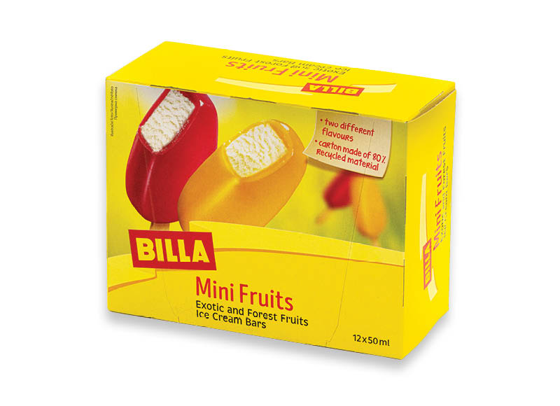 BILLA burboninių vanilių skonio valgomieji ledai, padengti vaisių šerbetu
			, 
				 600 ml, 4,15 Eur/l. A lygio parduotuvėse