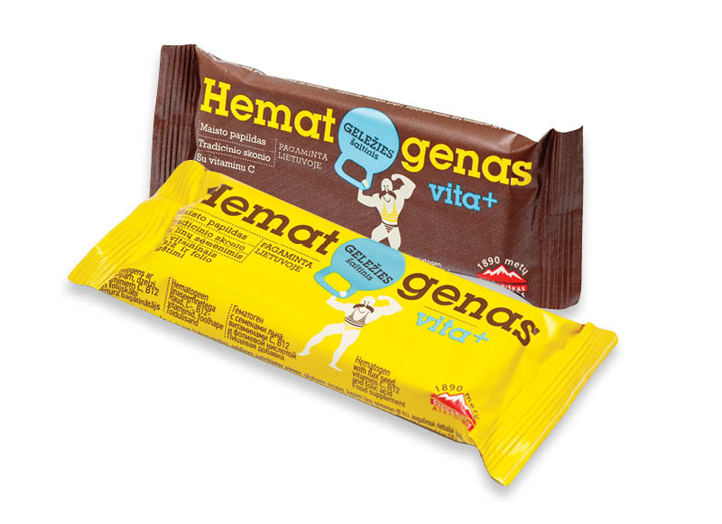 Hematogenams
			, 
				 40 g, 50 g, 65 g. 4 rūšių