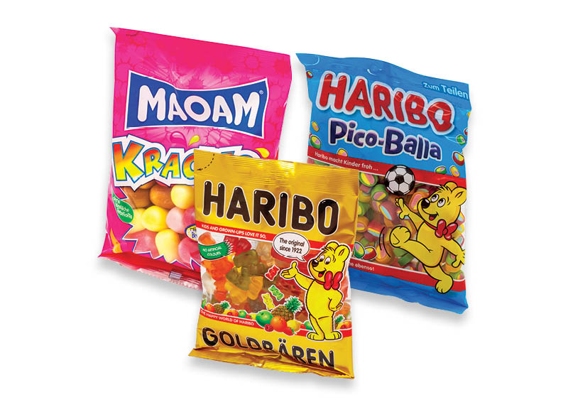Guminukams, kramtomiesiems saldainiams HARIBO ir MAOM, Įvairių rūšių