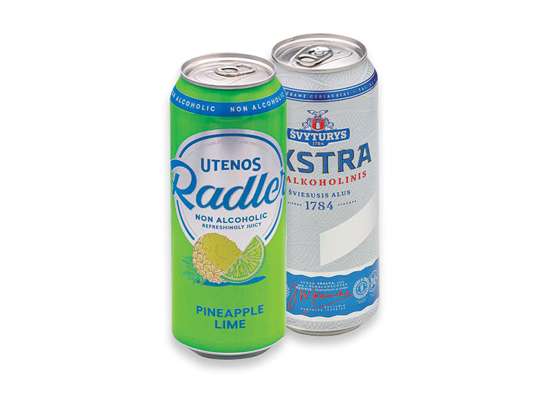 ŠVYTURYS EKSTRA NEALKOHOLINIS ir UTENOS RADLER PINEAPPLE LIME
			, 
				 0,5 l, 2 rūšių, 1,38 Eur/l