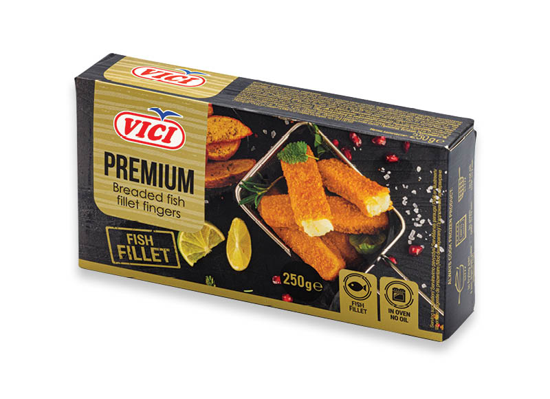 Žuvų filė piršteliai VIČI PREMIUM, 250 g, 7,16 Eur/kg. A lygio parduotuvėse