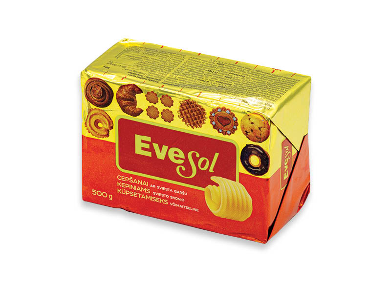 Sviesto skonio margarinas EVESOL
			, 
				 500 g, 72 % rieb., 3,38 Eur/kg. A lygio parduotuvėse