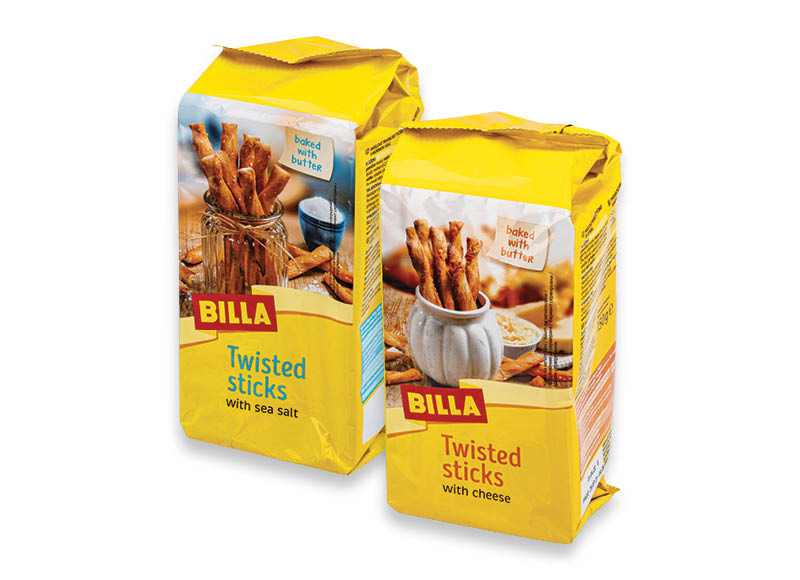 BILLA mielinės tešlos lazdelės
			, 
				 150 g, 2 rūšių, 8,60 Eur/kg. Kaina be kortelės 1,69 Eur