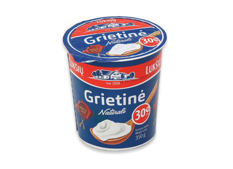 Natūrali grietinė LUKŠIŲ
			, 
				 30% rieb., 350 g, 4,54 Eur/kg