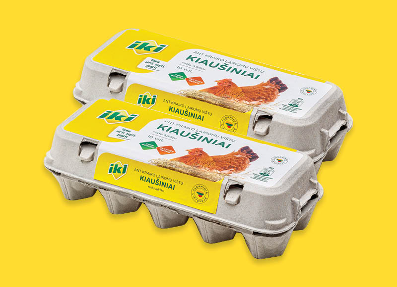 IKI ant kraiko laikomų vištų kiaušiniai IKI ant kraiko laikomų vištų kiaušiniai