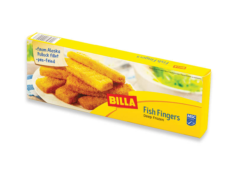 BILLA šaldyti žuvų piršteliai, 400 g, 6,98 Eur/kg Kaina be kortelės 3,49 Eur. A lygio parduotuvėse