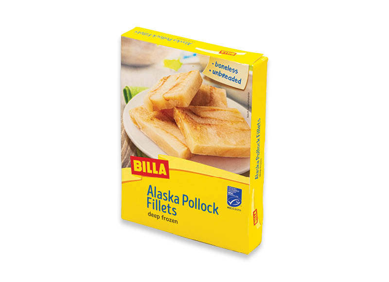 BILLA šaldyta aliaskinių menkių filė ESVA
			, 
				 400 g, 6,98 Eur/kg. A lygio parduotuvėse
