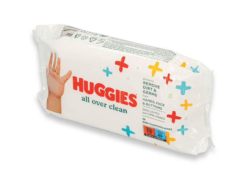 Drėgnosios servetėlės HUGGIES ALL OVER CLEAN
			, 
				 56 vnt./pak., 0,02 Eur/vnt. Ir IKI EXPRESS