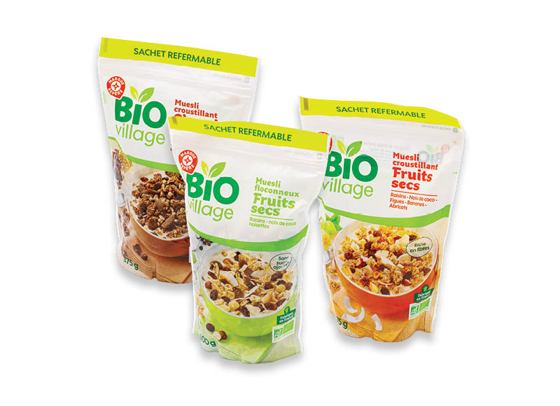 BIO VILLAGE dribsniai ir javainiai
			, 
				 375 g, 500 g, 3 rūšių. Ir IKI EXPRESS