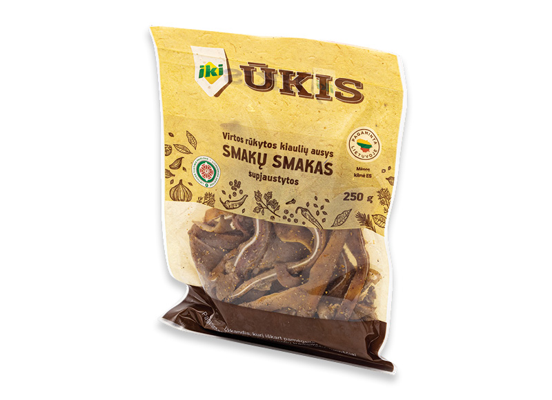 IKI ŪKIS kiaulių ausys SMAKŲ SMAKAS, 250 g, 11,96 Eur/kg. Ir IKI EXPRESS