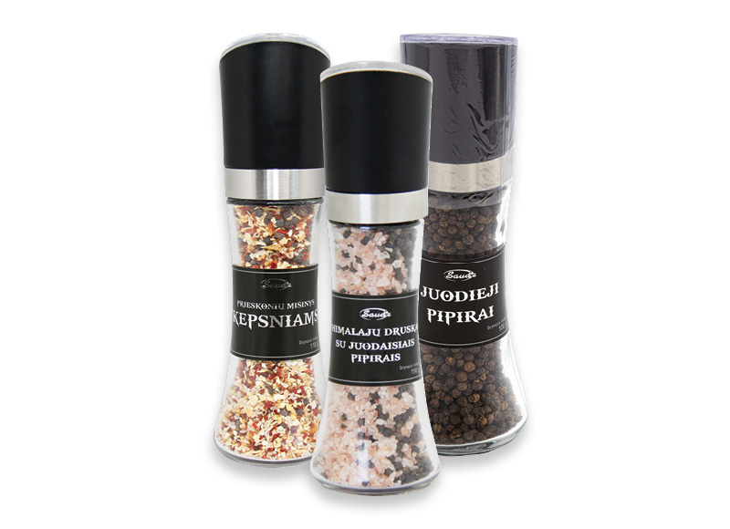 Prieskonių malūnėliai SAUDA
			, 
				 100 g, 110 g, 190 g. 3 rūšių