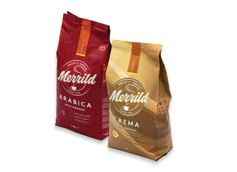 Kavos pupelės MERRILD ARABICA ir CREMA
			, 
				 1 kg, 2 rūšių
