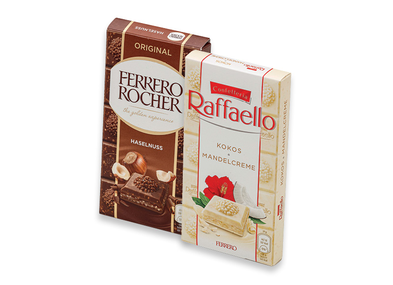 Šokolado plytelės RAFFAELLO FERRERO ROCHER
			, 
				 90 g, 3 rūšių, 22,11 Eur/kg. Ir IKI EXPRESS