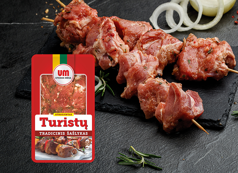Marinuotas kiaulienos TURISTŲ šašlykas, 900 g, 3,54 Eur/kg Marinuotas kiaulienos TURISTŲ šašlykas, 900 g, 3,54 Eur/kg