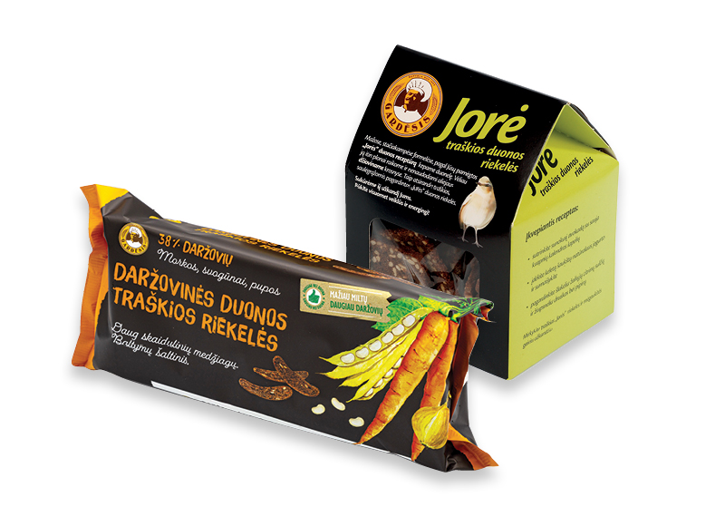 JORĖS ir DARŽOVINĖMS traškioms duonos riekelėms
			, 
				 120 g, 150 g, 300 g, 3 rūšių. A lygio parduotuvėse. Ir IKI EXPRESS