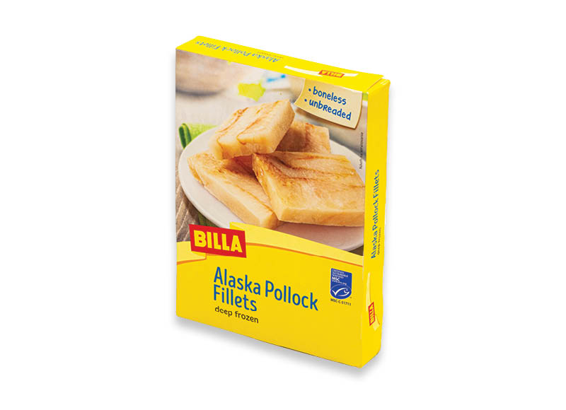 BILLA šaldyta aliaskinių menkių filė
			, 
				 400 g, 8,73 Eur/kg A lygio parduotuvėse