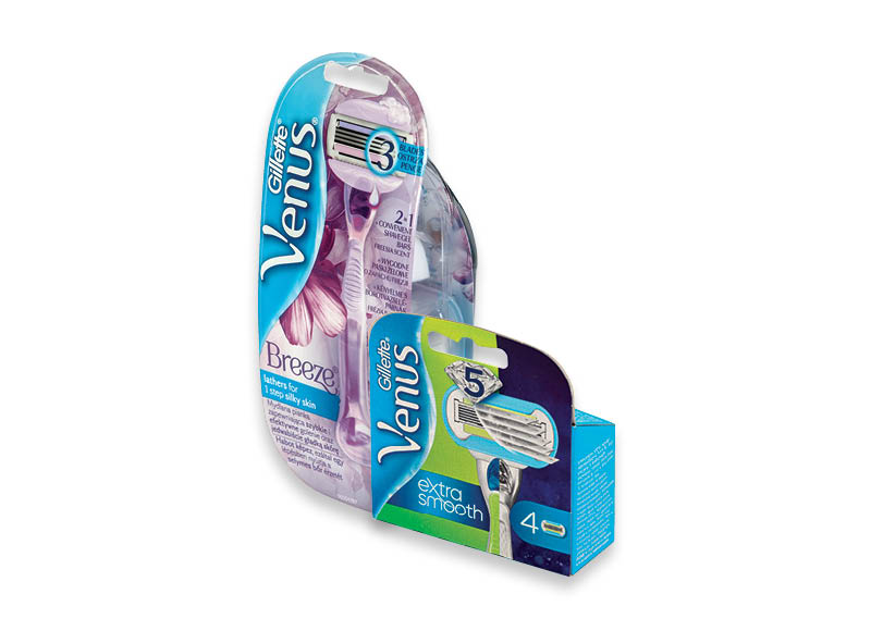 Moteriškiems sisteminiams skustuvams, skutimosi galvutėms ir kosmetikai GILLETTE VENUS,
			, 
				 įvairių rūšių