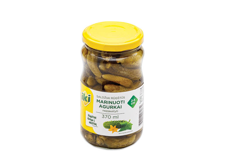 IKI marinuoti saldžiai rūgštūs agurkai
,
2-5 cm, 340 g, 2,62 Eur/kg Ir IKI EXPRESS IKI marinuoti saldžiai rūgštūs agurkai
,
2-5 cm, 340 g, 2,62 Eur/kg Ir IKI EXPRESS