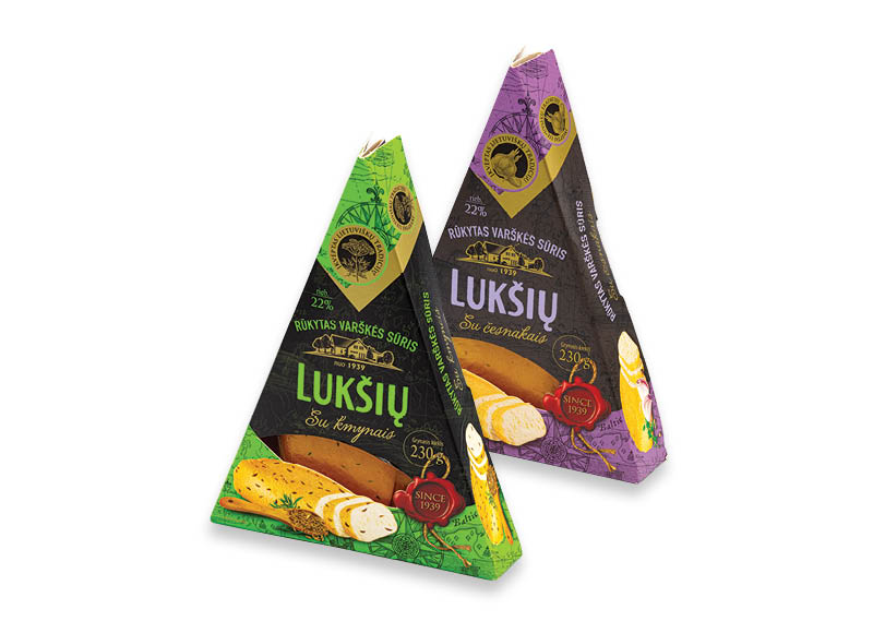 Rūkytam LUKŠIŲ varškės sūriui
			, 
				 230 g, 3 rūšių, 8,65 Eur/kg. A lygio parduotuvėse