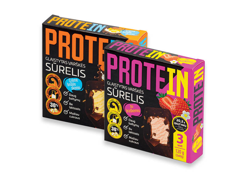 Glaistytiems varškės sūreliams PROTEIN
			, 
				 3&#215;40 g, 3 rūšių, 9,92 Eur/kg. A lygio parduotuvėse