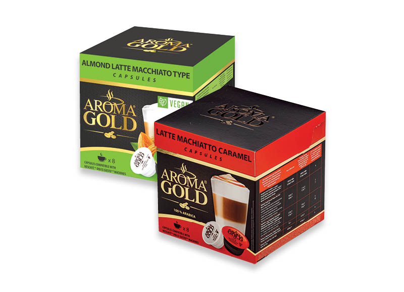 Kavos kapsulėms AROMA GOLD
			, 
				 10 vnt., 12 vnt., 16 vnt. Įvairių rūšių. A lygio parduotuvėse