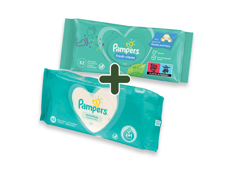 Drėgnosios servetėlės PAMPERS
			, 
				 52 vnt./pak., 2 rūšių, 1,79 Eur/pak.