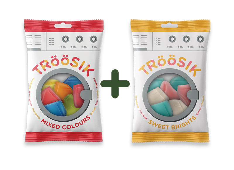 Guminukai TROOSIK
			, 
				 90 g, 2 rūšių, 0,99 Eur/vnt. A lygio parduotuvėse. Ir IKI EXPRESS