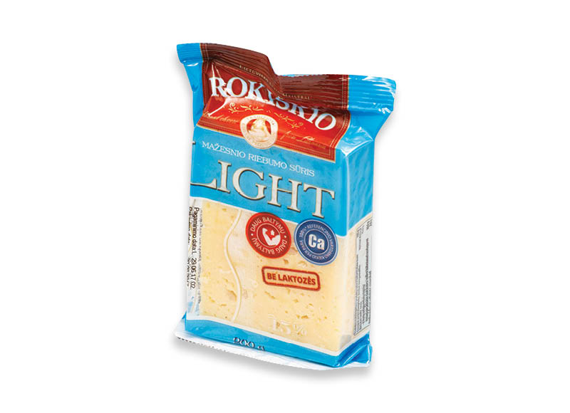 ROKIŠKIO sūris LIGHT be laktozės
			, 
				 200 g, 15 % rieb., 10,95 Eur/kg A lygio parduotuvėse