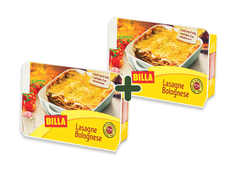 BILLA šaldyta BOLONIJOS lazanija
			, 
				 400 g, 2,48 Eur/vnt. A lygio parduotuvėse
