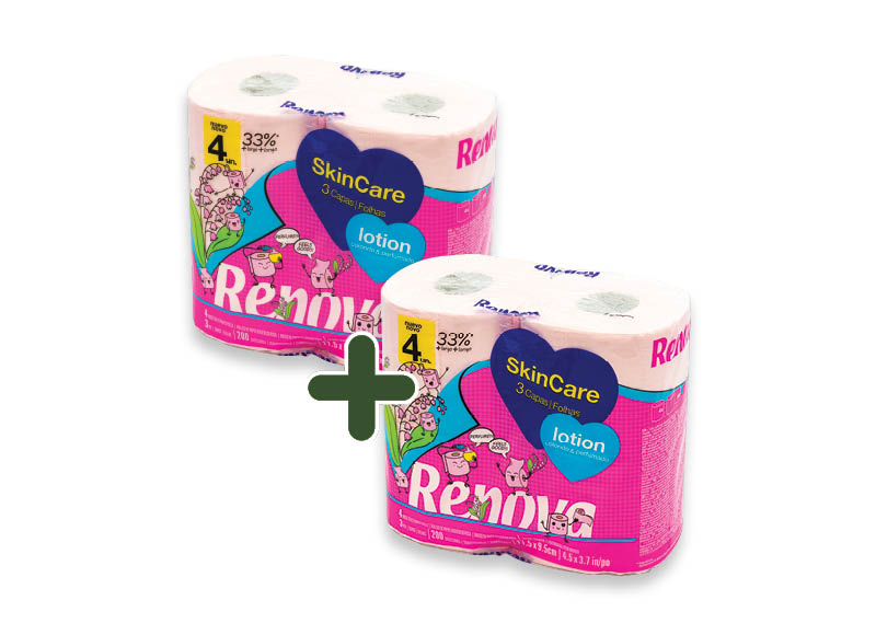 Tualetinis popierius RENOVA SKIN CARE LOTION
			, 
				 4 rit./pak., 3 sl., 2,79 Eur/pak. Ir IKI EXPRESS