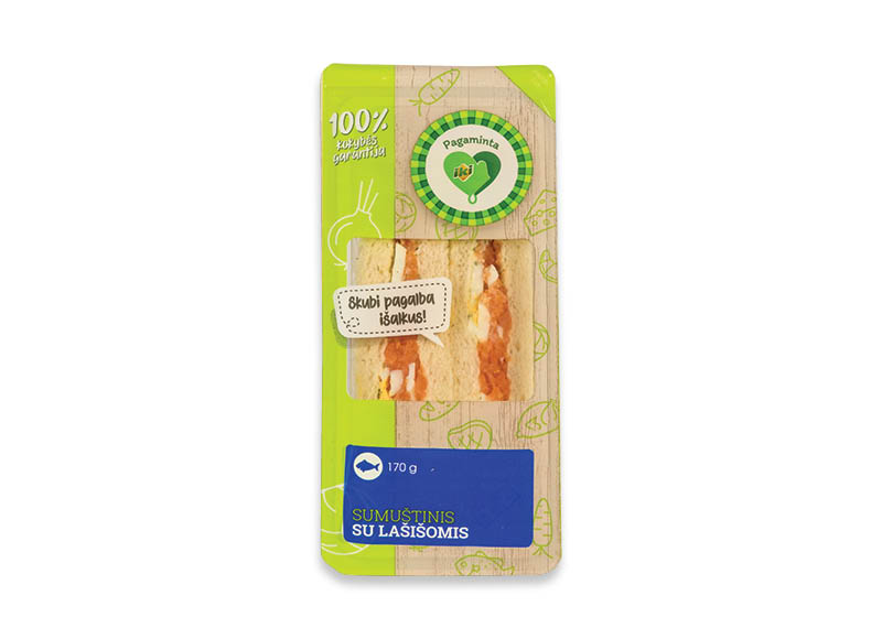 PAGAMINTA IKI trikampis sumuštinis su lašišomis
			, 
				 170 g, 9,94 Eur/kg. Ir IKI EXPRESS