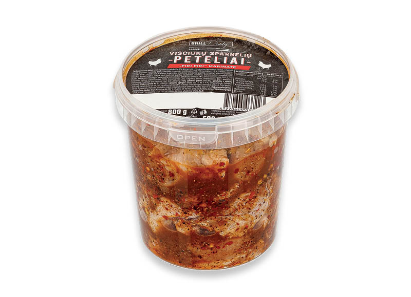 GRILL PARTY viščiukų sparnelių peteliai PIRI PIRI marinate
			, 
				 800 g, 4,49 Eur/kg A lygio parduotuvėse Ir IKI EXPRESS