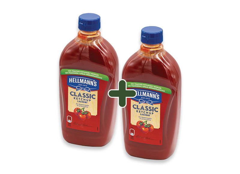 Klasikinis kečupas HELLMANN’S, 840 g, 1,77 Eur/kg. A lygio parduotuvėse Klasikinis kečupas HELLMANN’S, 840 g, 1,77 Eur/kg. A lygio parduotuvėse