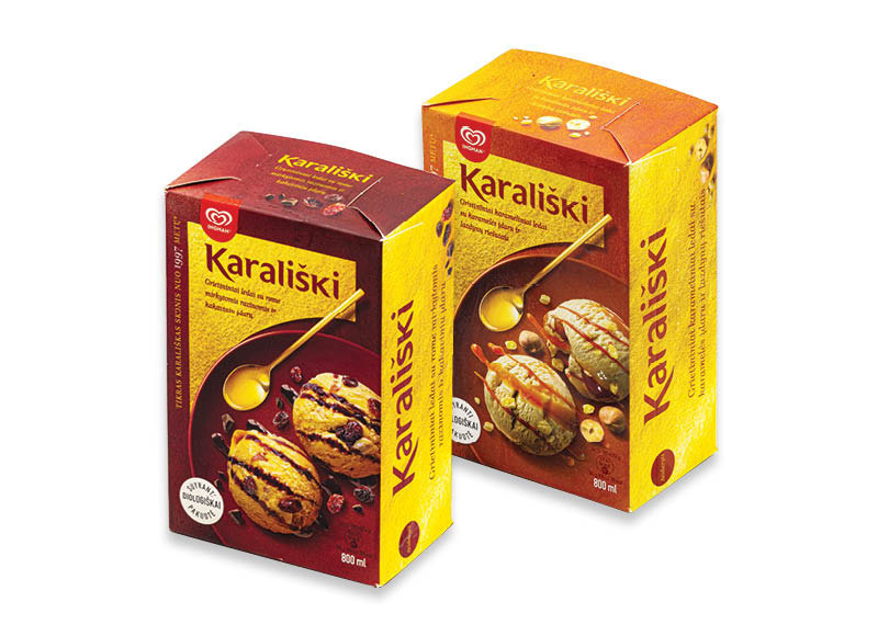 KARALIŠKI valgomieji ledai
			, 
				 800 ml, 4 rūšių, 3,74 Eur/kg Ir IKI EXPRESS