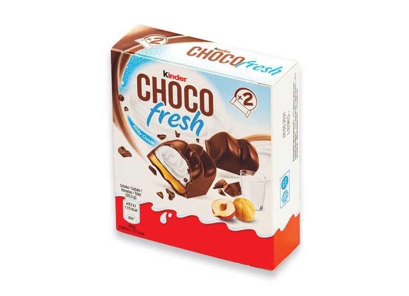 Batonėlis KINDER CHOCO FRESH su pieno ir lazdynų riešutų įdaru Batonėlis KINDER CHOCO FRESH su pieno ir lazdynų riešutų įdaru