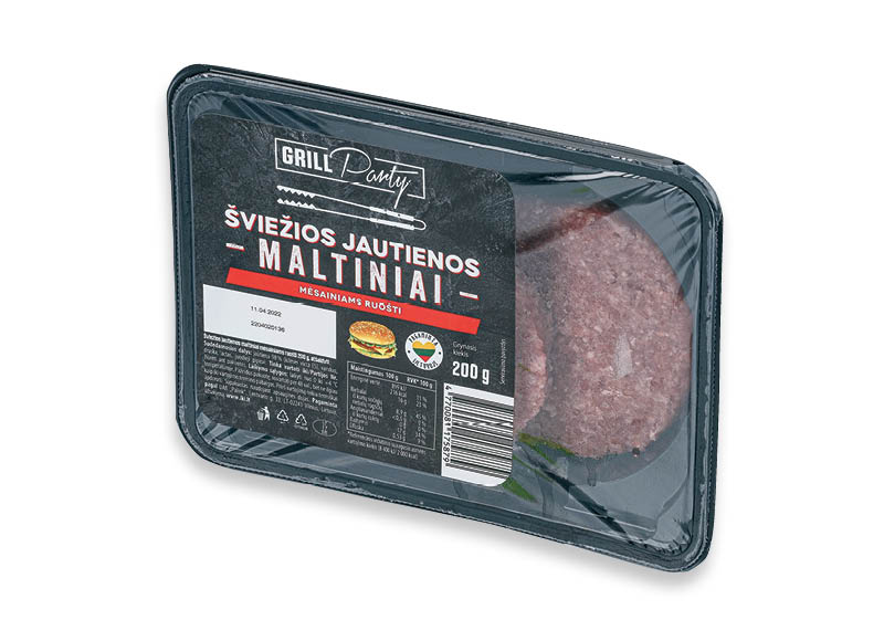 GRILL PARTY šviežios jautienos maltiniai mėsainiams ruošti
			, 
				 200 g, 9,95 Eur/kg A lygio parduotuvėse