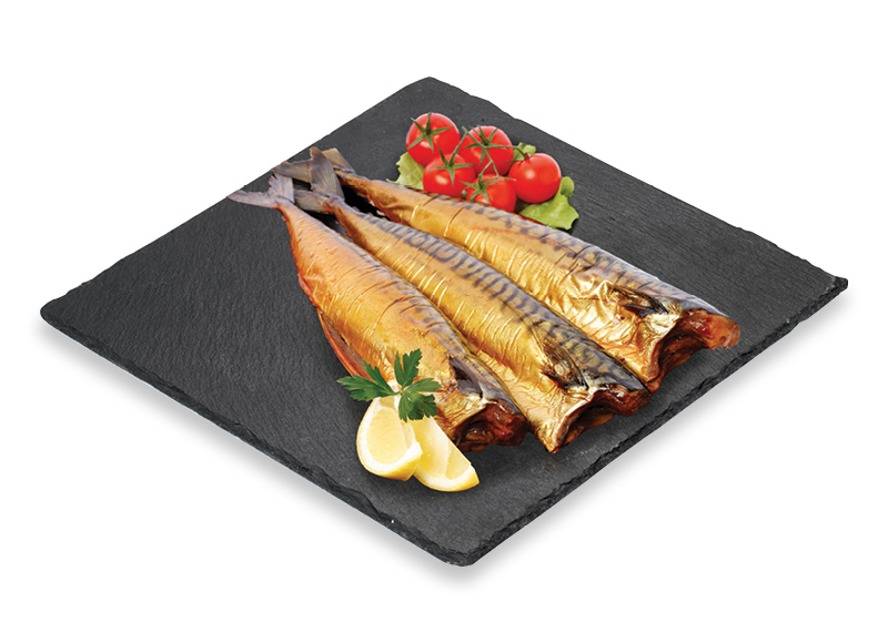 Karštai rūkytos skrostos atlantinės skumbrės be galvų
			, 
				 (sveriamoje vitrinoje) 1 kg A lygio parduotuvėse